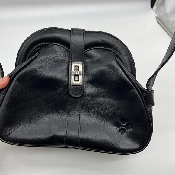 Patricia Nash Florentina Frame Leather Crossbody Bags Black Distressed - Picture 1 of 14